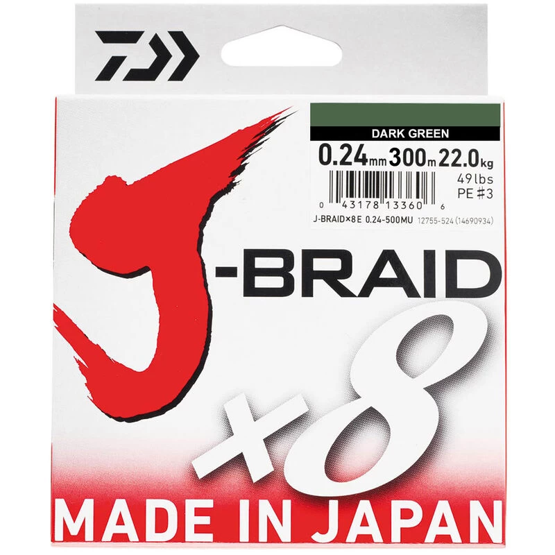 Tresse Daiwa J-Braid X8 Dark Green 300m 1 Tresse Daiwa J-Braid X8 Dark Green 300m