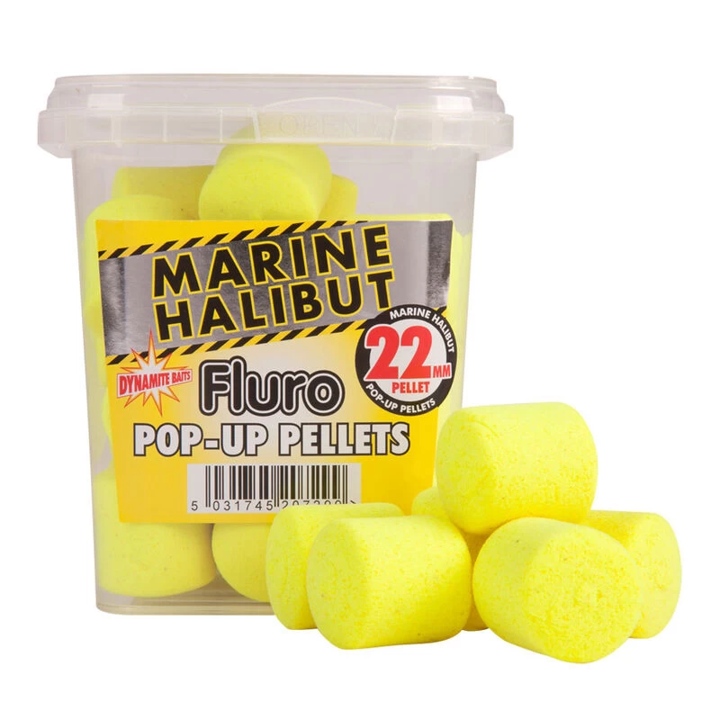 Pellet Dynamite Baits Fluro Pop Up Yellow Marine Halibut 22mm 1 Pellet Dynamite Baits Fluro Pop Up Yellow Marine Halibut 22mm